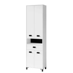 54 cm breiter Bad-Hochschrank in Weiß mit Schwarz - Envaton