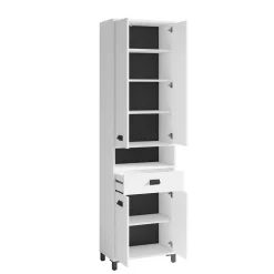 54 cm breiter Bad-Hochschrank in Weiß mit Schwarz - Envaton
