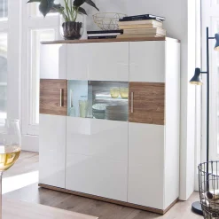 120 cm breites Highboard in Weiß Glanz - Icadro II