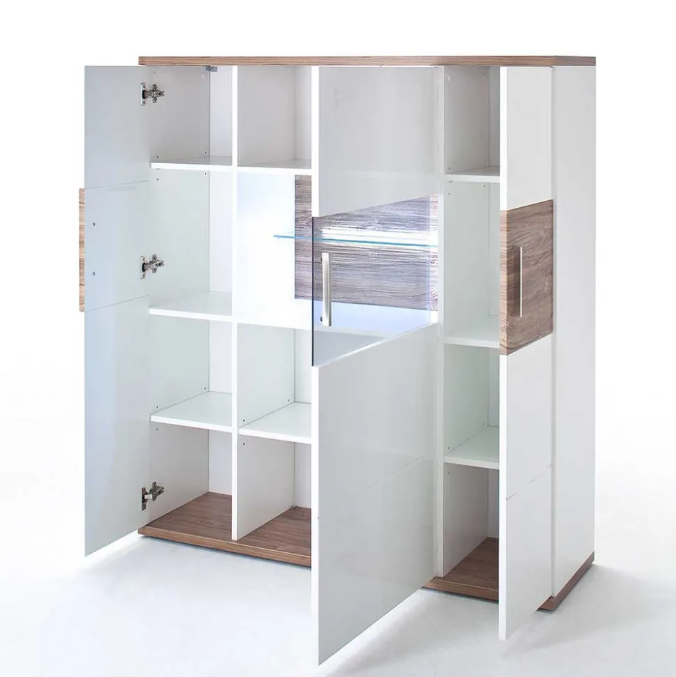 120 cm breites Highboard in Weiß Glanz - Icadro II