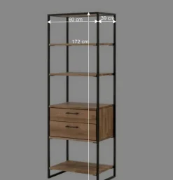 60 cm breites Industrial-Regal aus Wildeichenholz - Ingbo