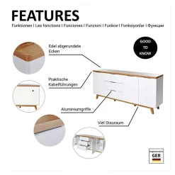 180 cm breites Sideboard in Weiß - Xuana