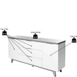 180 cm breites Sideboard in Weiß - Xuana