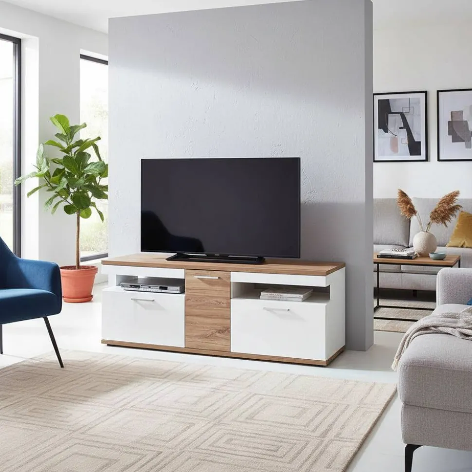 150 cm breites TV Board in Weiß Glanz - Icadro