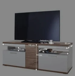 150 cm breites TV Board in Weiß Glanz - Icadro