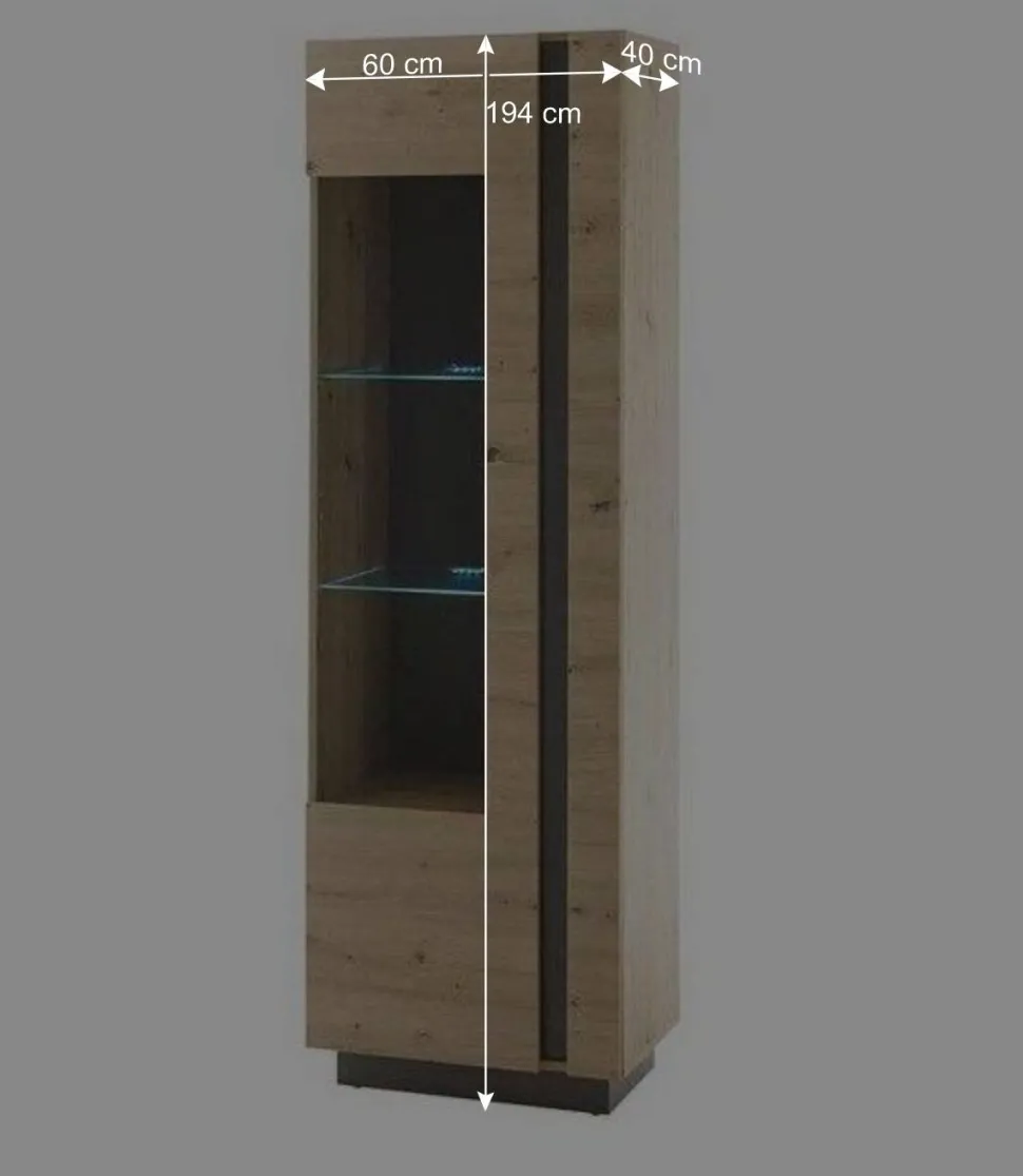 194 cm Hohe Wohnzimmervitrine 1-türig - Lairian