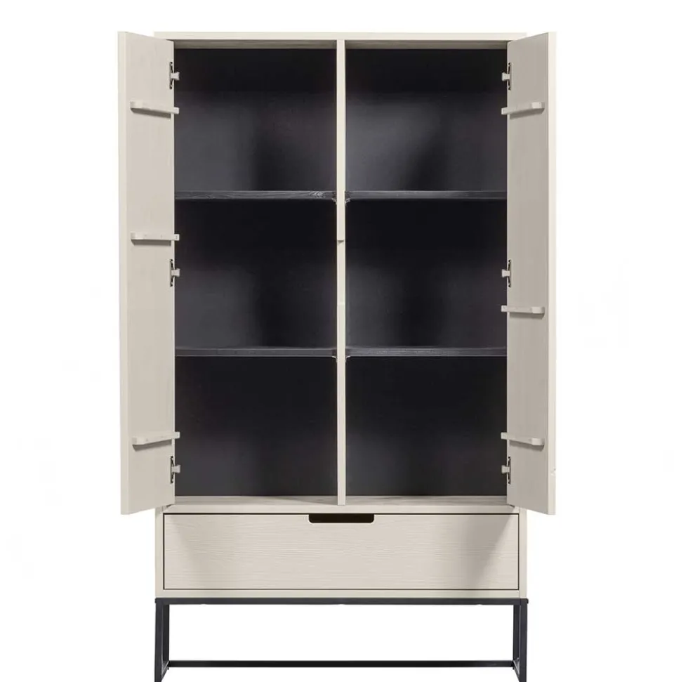 149 cm hoher Schrank in Hellgrau - Lergavano