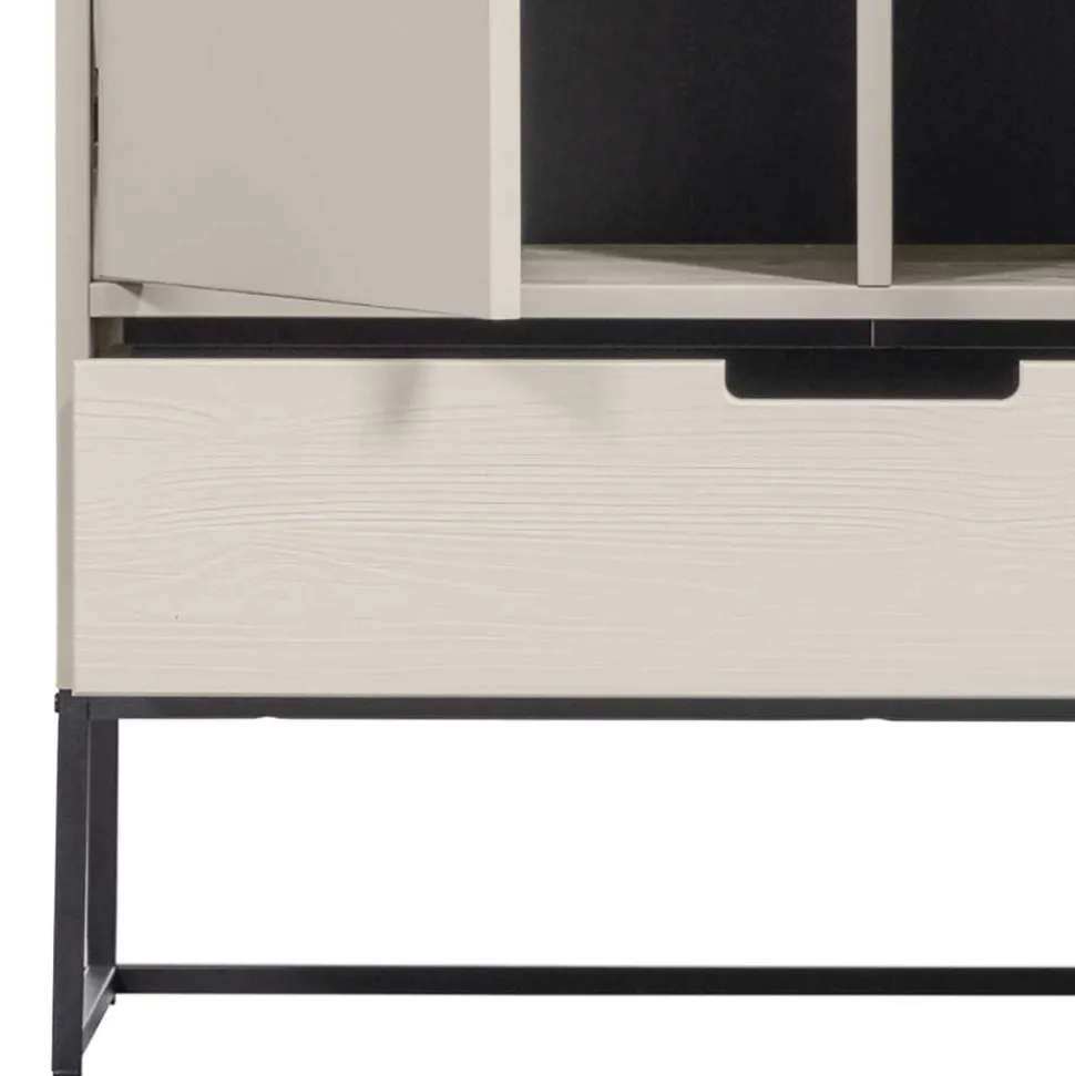 149 cm hoher Schrank in Hellgrau - Lergavano
