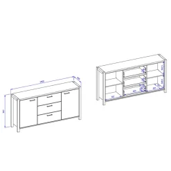 91 cm hohes Sideboard - nur 41 cm tief - Zavorra