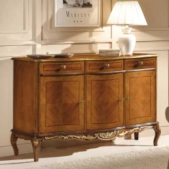 100 cm hohes Sideboard in Nussbaum & Gold - Aciara