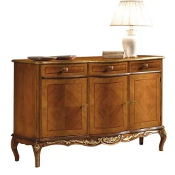 100 cm hohes Sideboard in Nussbaum & Gold - Aciara