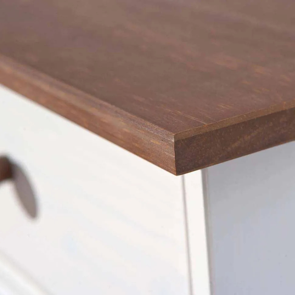 130 cm Kiefer Sideboard in Weiß Braun - Vatina