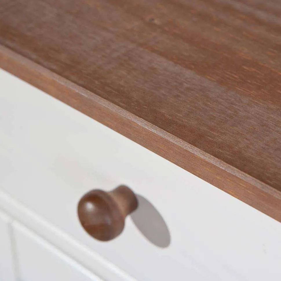 130 cm Kiefer Sideboard in Weiß Braun - Vatina