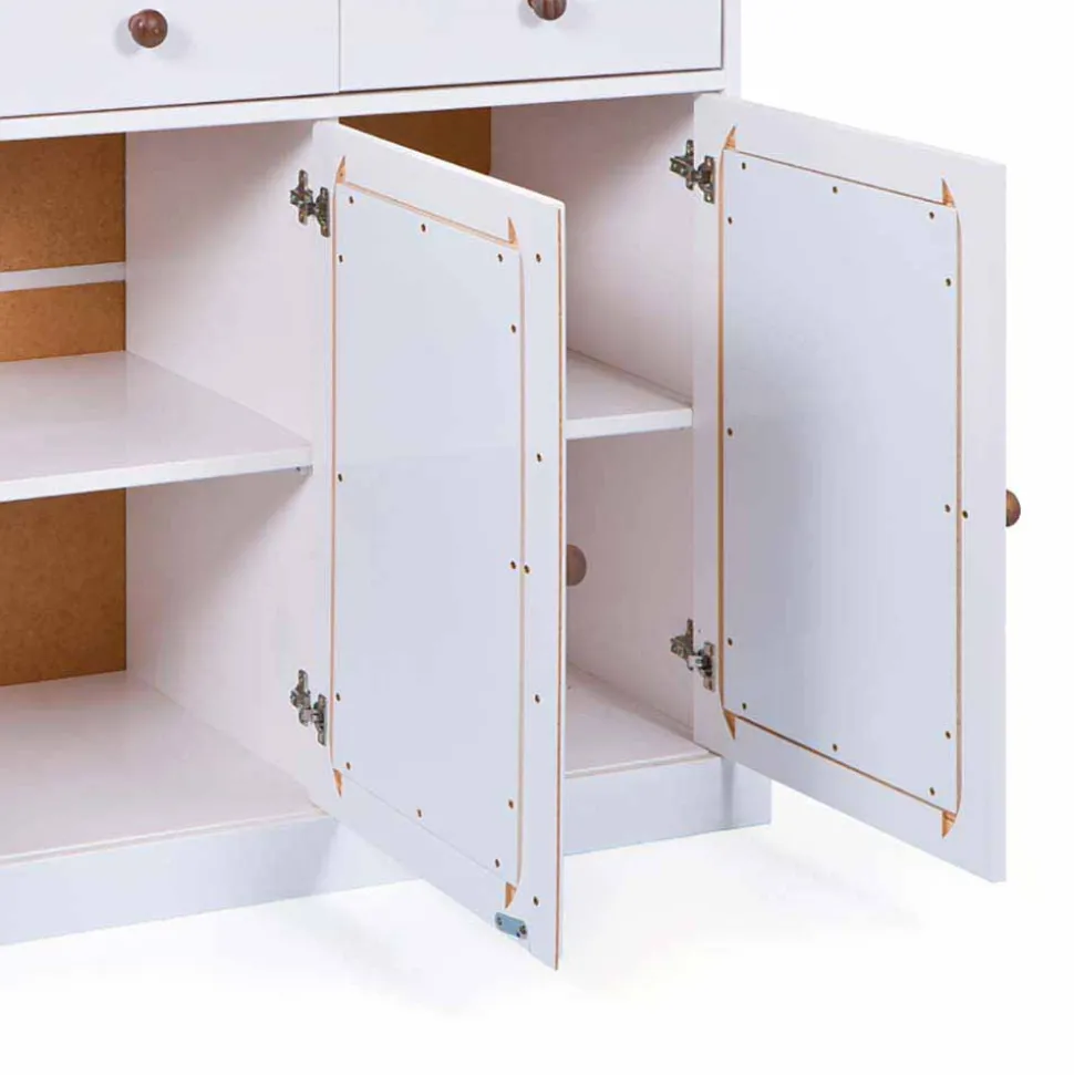 130 cm Kiefer Sideboard in Weiß Braun - Vatina