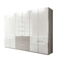 296 cm Kleiderschrank mit Glas in Weiß - Pascan