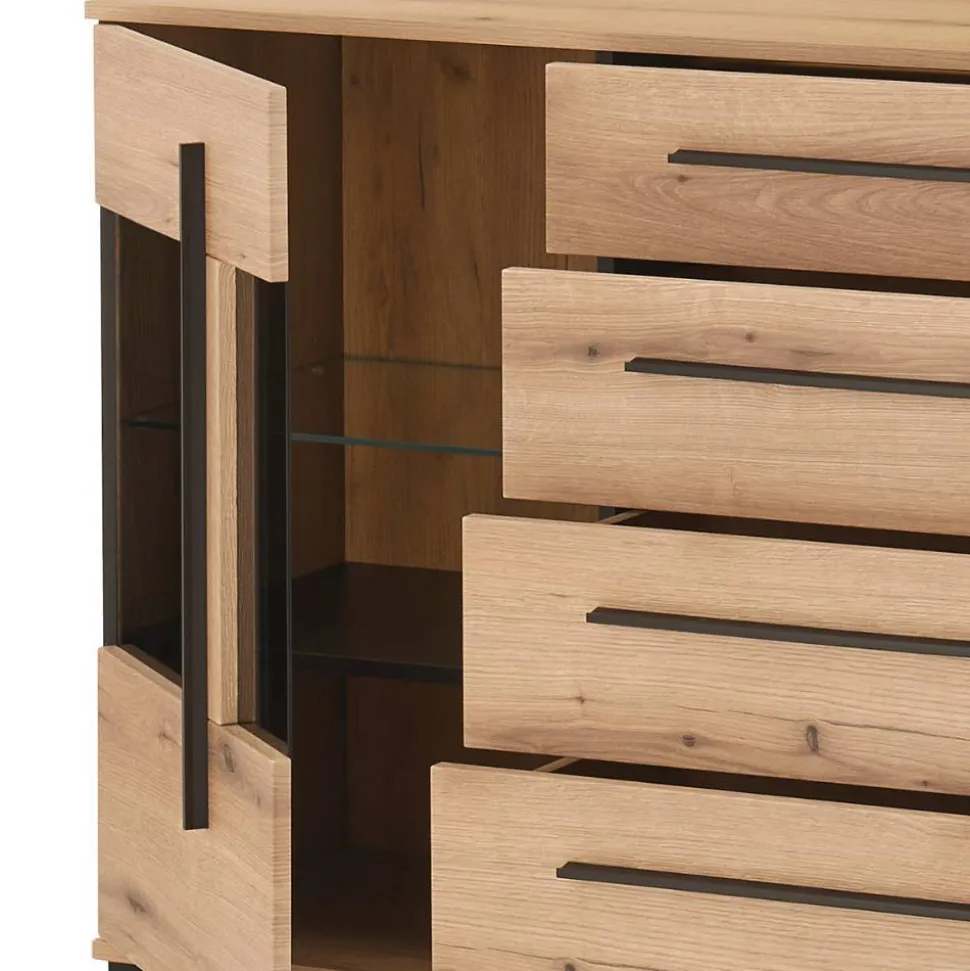 200 cm Sideboard mit Glaseinsätzen - Brocus