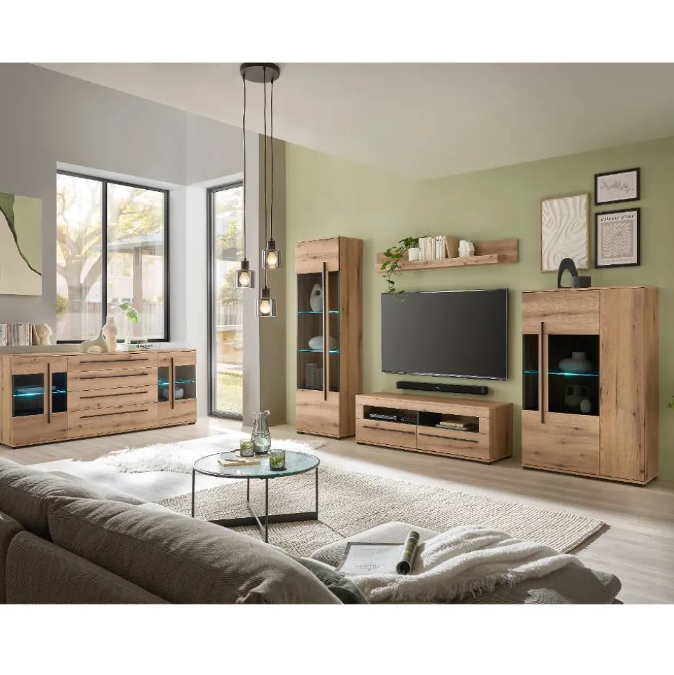 200 cm Sideboard mit Glaseinsätzen - Brocus