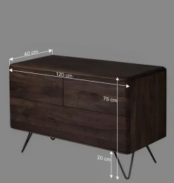 3 Schubladen Kommode aus Nussbaum - Rivossa