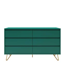 6 Schubladen Kommode in Grün & Gold - Ricriava