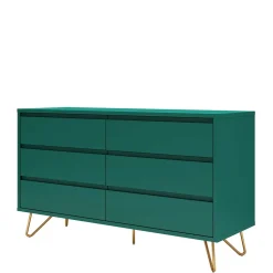 6 Schubladen Kommode in Grün & Gold - Ricriava