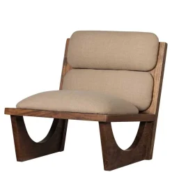 Akazienholz Sessel in Beige Boucle - Uriscano