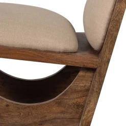 Akazienholz Sessel in Beige Boucle - Uriscano