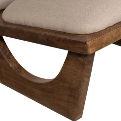 Akazienholz Sessel in Beige Boucle - Uriscano
