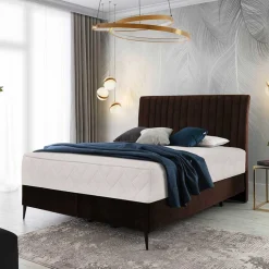 Amerikanisches Bett - Boxspring - in Dunkelbraun - Pianona
