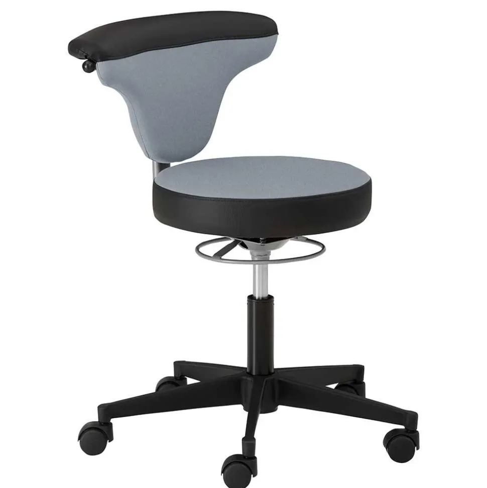 Arbeitshocker mit Lehne in Grau Schwarz - Camcupa