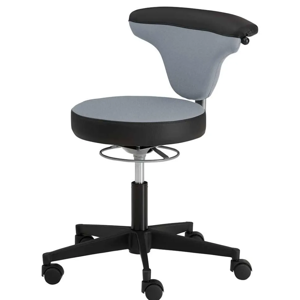 Arbeitshocker mit Lehne in Grau Schwarz - Camcupa