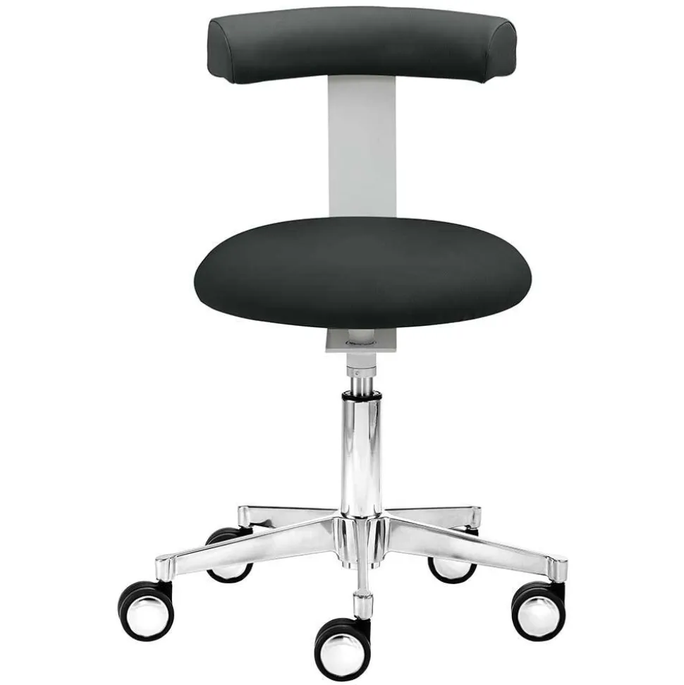 Arbeitshocker mit Lehne in Schwarz & Alu - Udjaca