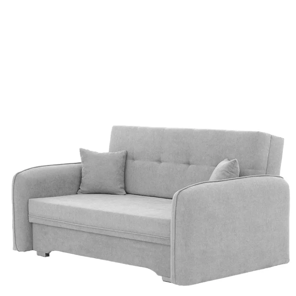 Ausklappbare Couch in Hellgrau Veloursbezug - Kidur