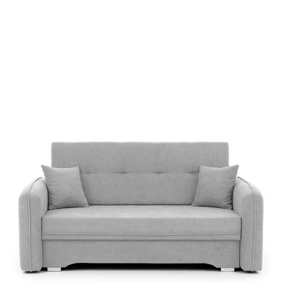 Ausklappbare Couch in Hellgrau Veloursbezug - Kidur