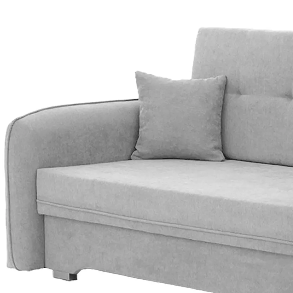 Ausklappbare Couch in Hellgrau Veloursbezug - Kidur
