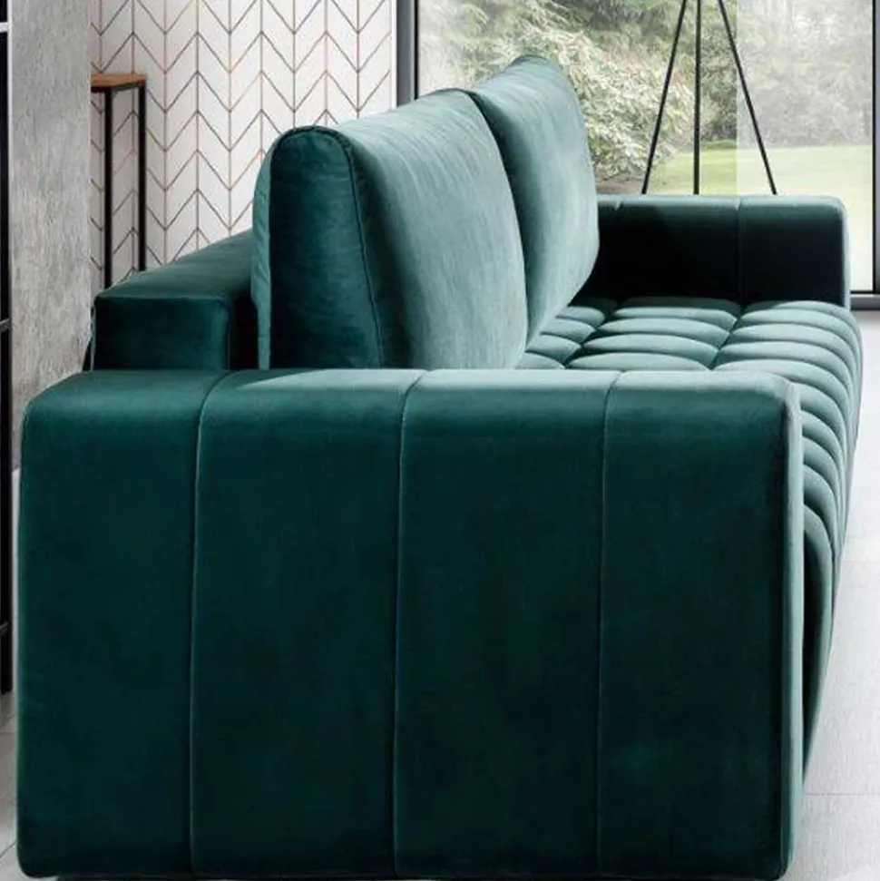 Ausklappbares Sofa in Grün Samt - Olenka