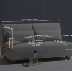 Ausziehbares Schlafsofa in Grau Stoff - Kioto