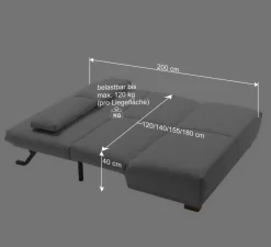 Ausziehbares Schlafsofa in Grau Stoff - Kioto