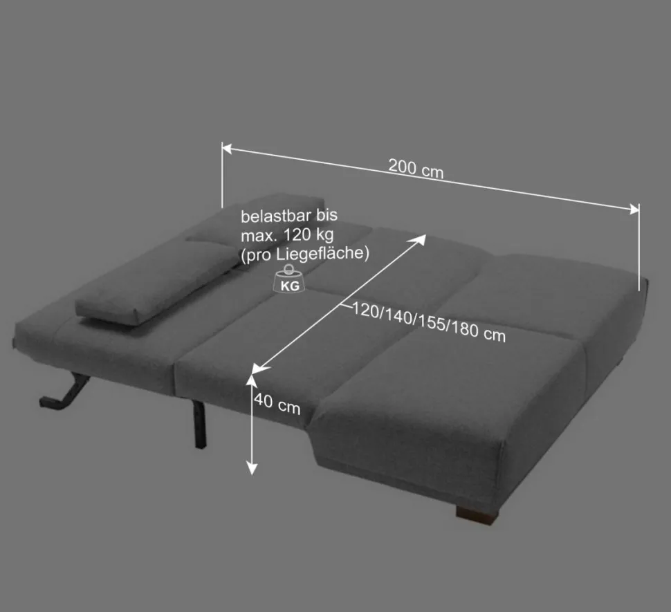 Ausziehsofa in Rosa Webstoff - Pirlo
