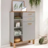Bad Highboard in Platingrau und Eiche - Nienzo