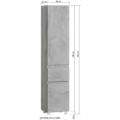 Bad Hochschrank in Beton & Holz Dekor - Mia