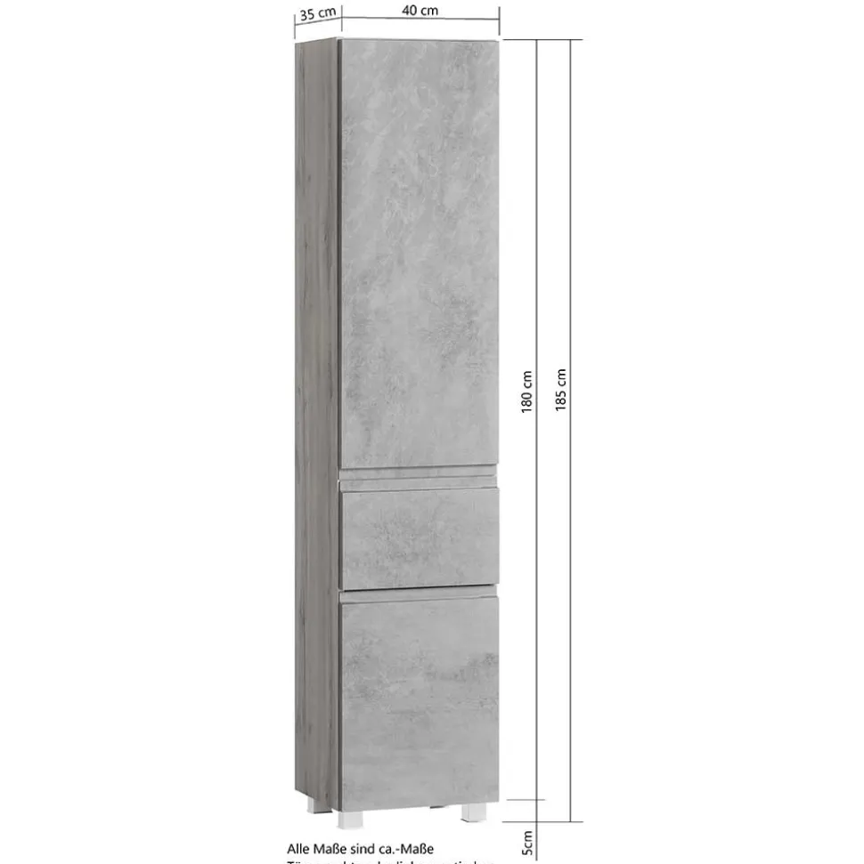 Bad Hochschrank in Beton & Holz Dekor - Mia