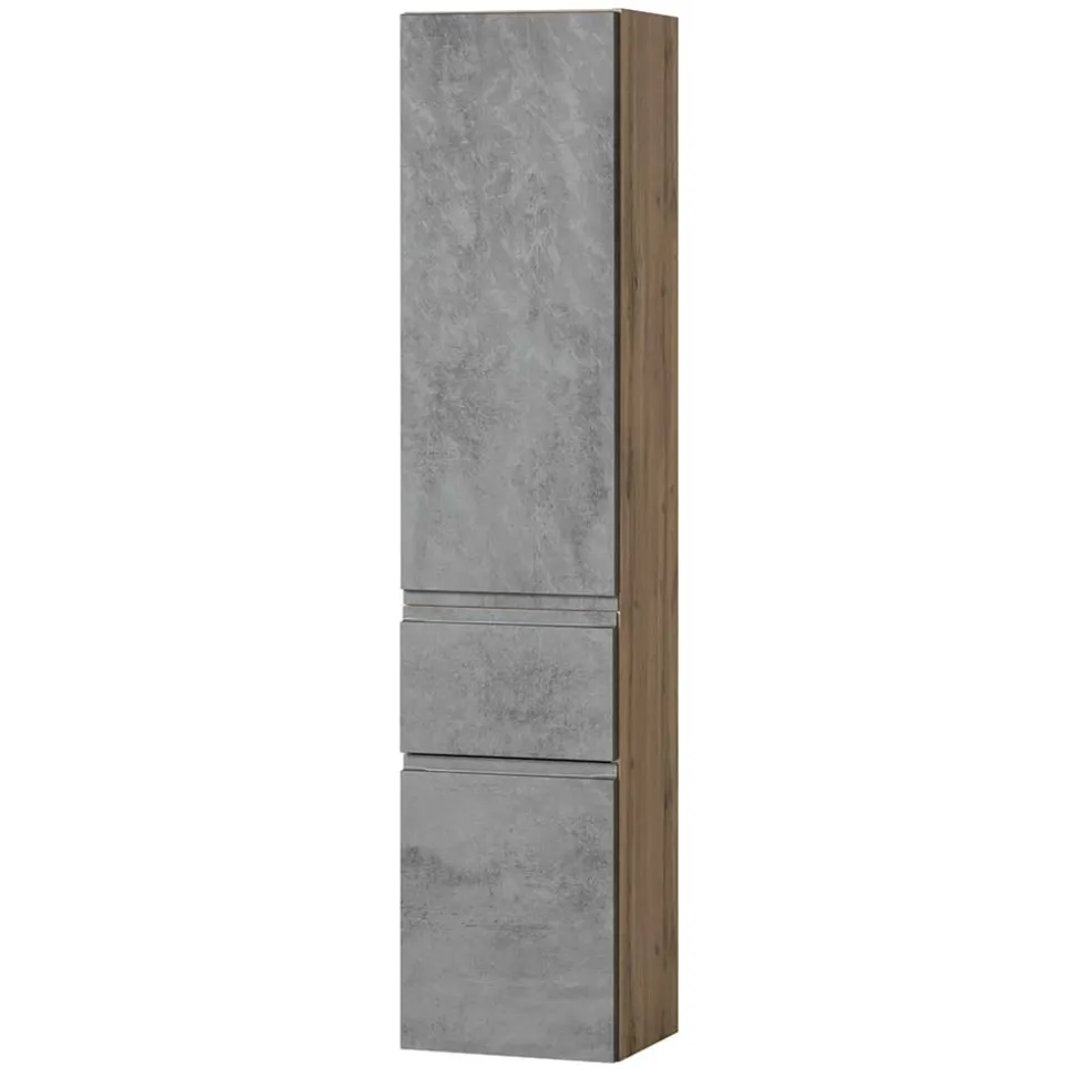 Bad Hochschrank in Beton & Holz Dekor - Mia