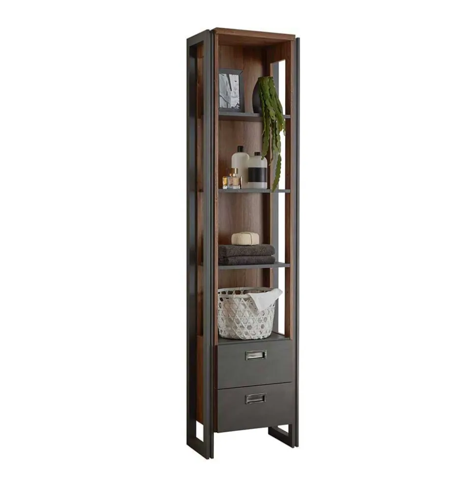 Bad Hochschrank Regal - 4 Fächer & 2 Schubladen - Forawas