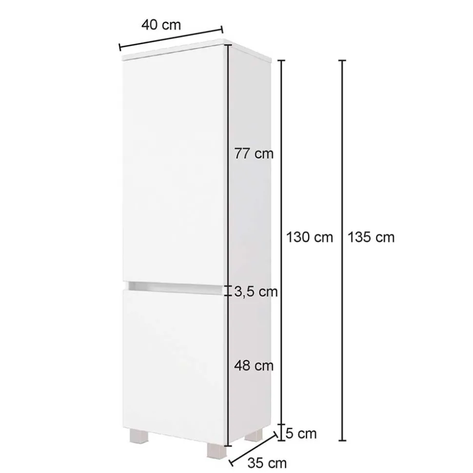 Bad Midischrank in Weiß Glas & Wildeiche - Vrendina