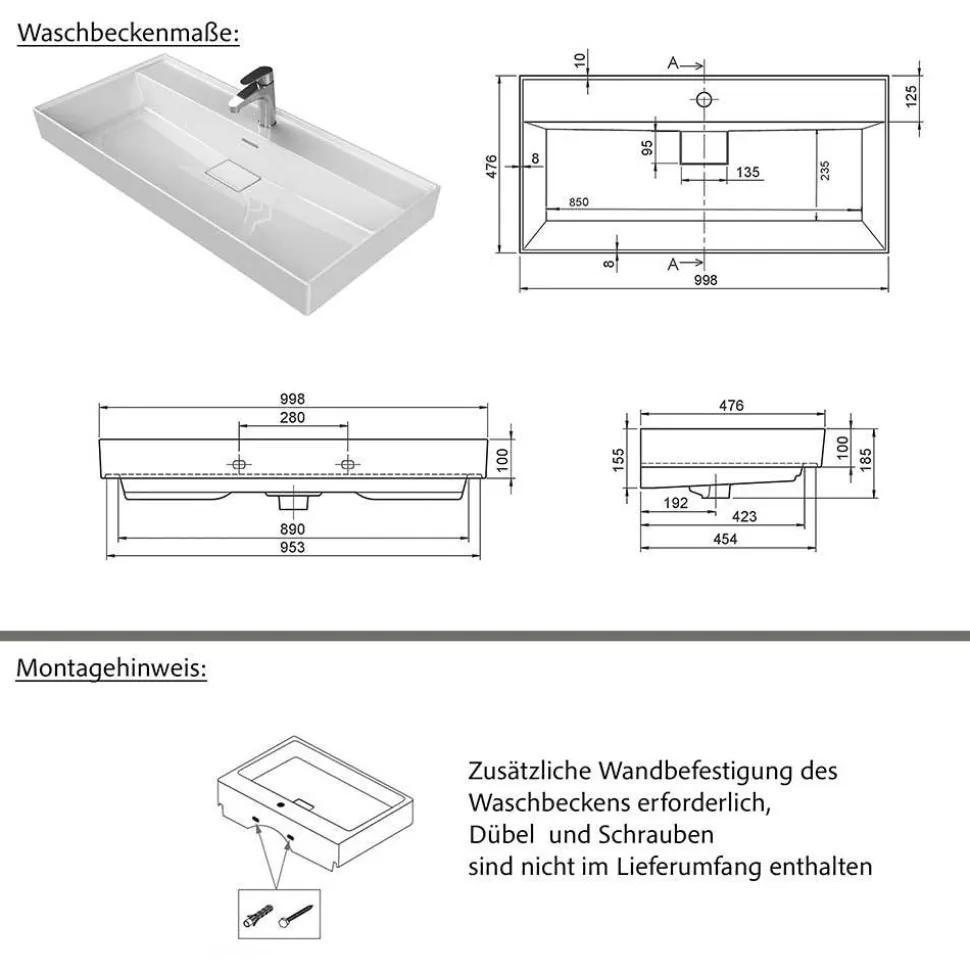 Bad Waschtischkonsole in Dunkelrot - Exeler