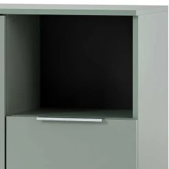 Badezimmer Highboard in Graugrün und Eiche - Liz