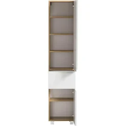 Badezimmer Hochschrank in mattem Weiß - Eight