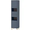 Badezimmer Hochschrank in Petrol Blau & Eiche - Matrera