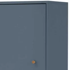 Badezimmer Hochschrank in Petrol Blau & Eiche - Matrera