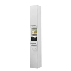 Badezimmer Hochschrank Veverino in Hochglanz Weiß